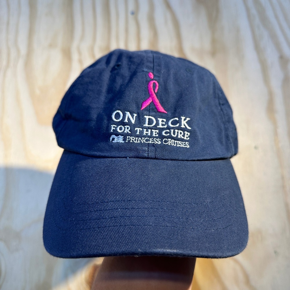 Princess Cruises On Deck For The Cure Navy Blue Embroidered Baseball Cap Hat OS